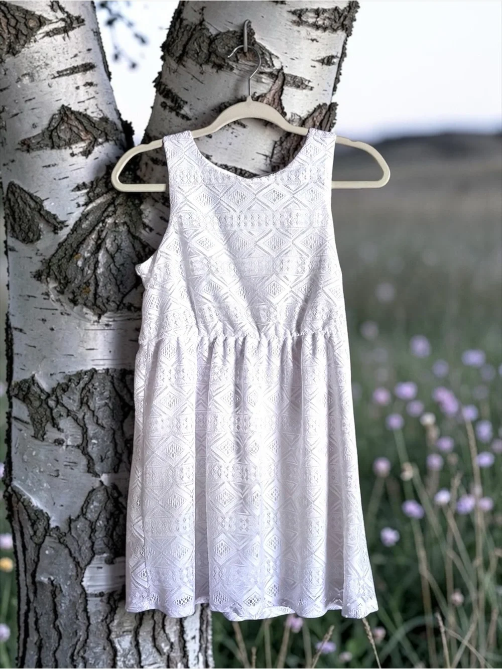 My Michelle Girls White Lace Sleeveless Special Occasion Dress Size 16 EUC